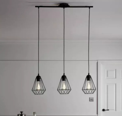 LED Lampa wisząca SOPHIA 3-punktowa E27 czarna metal