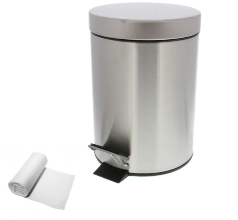 Kubełek śmietnik pedał 3l łazienka biuro chrom worki