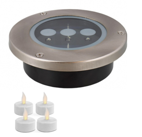 LED Lampa LED IP66 solarna gruntowa na trawę plus tealight