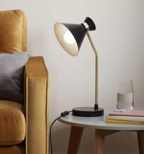 LED Lampa biurkowa EVE E27 45cm czarna złota regulowana