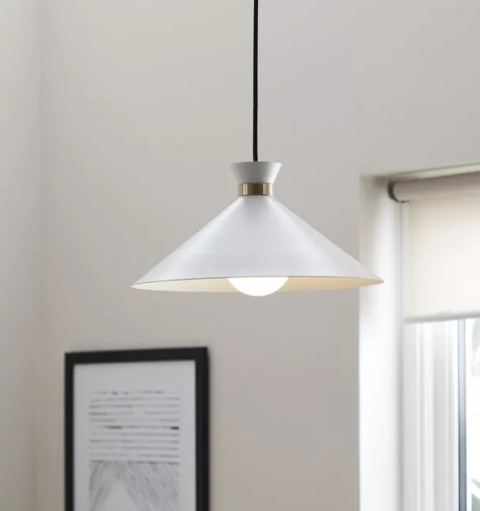 LED Lampa wisząca EVE 35cm E27 biała złota mat