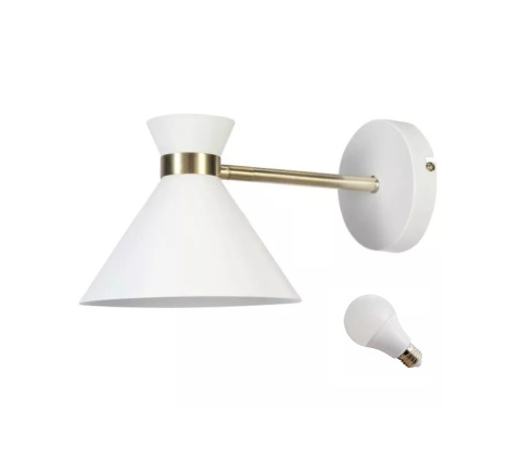 LED Lampa ścienna kinkiet EVE 30cm E27 biała złota mat