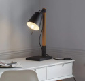 LED Lampa biurkowa LINDA E27 48cm czarna drewno regulowana