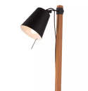 LED Lampa podłogowa LINDA E27 127cm czarna drewno regulowana