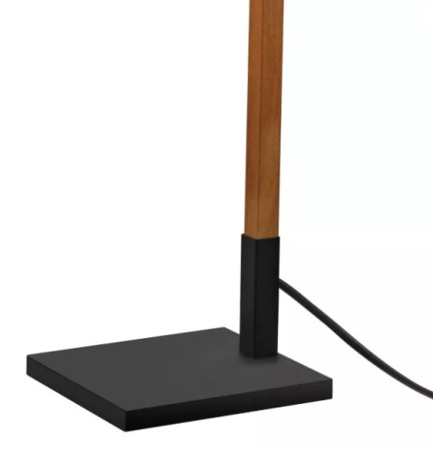 LED Lampa podłogowa LINDA E27 127cm czarna drewno regulowana