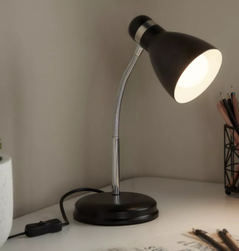 LED Lampa biurkowa SIMON E27 31cm czarna regulowana