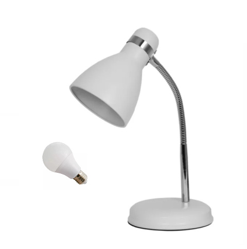 LED Lampa biurkowa SIMON E27 31cm biała regulowana