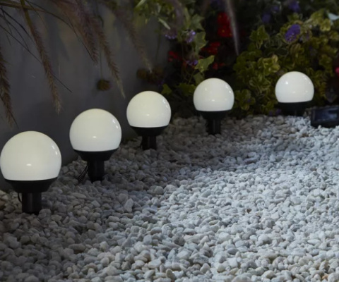 LED Lampa solarna 5szt kule białe śr 9cm LED IP44 tealight4ZWY