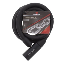 Zapięcie długie 2 klucze 180cm Linka skuter rower Szczota czarna