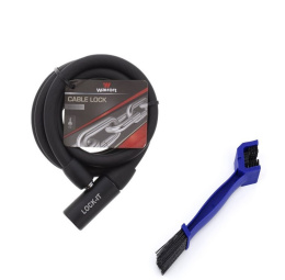 Zapięcie długie 2 klucze 180cm Linka skuter rower Szczota czarna