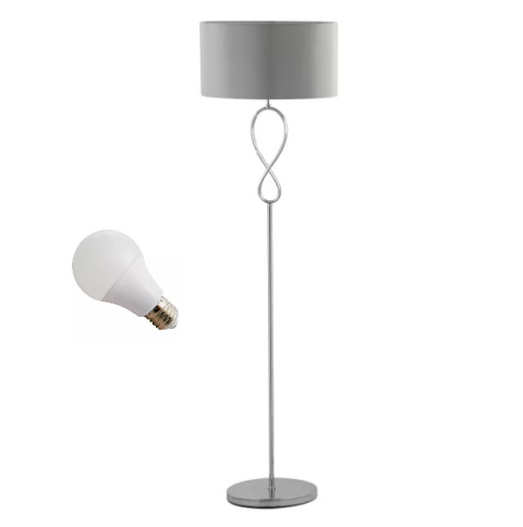 LED Lampa podłogowa SINA E27 152cm szara srebrna