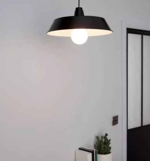 LED Lampa wisząca ALBERT 38cm E27 czarna metalowa