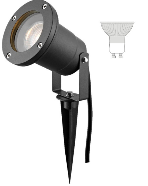 LED Lampa reflektor BLACK ogrodowy IP54 wbijany GU10  