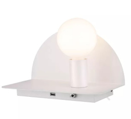 LED Lampa kinkiet HOBE USB E27 biała czytanie włącznik