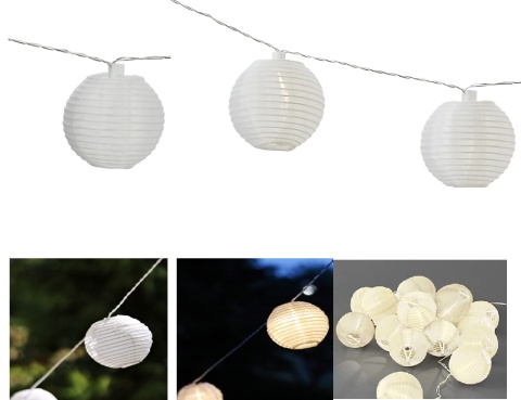 Lampa dekoracyjna solarna z białymi kulami 20 szt. na 5 m długości