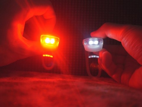 Lampki rower LED przód tył 2szt silikon 4 bat CR2032