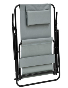 Leżak krzesło plażowe GRREY SZARY dwupoziomowe stalowe