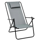 Leżak krzesło plażowe GRREY SZARY dwupoziomowe stalowe
