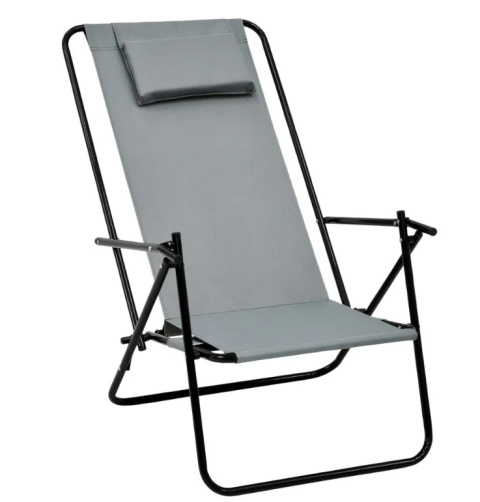 Leżak krzesło plażowe GRREY SZARY dwupoziomowe stalowe