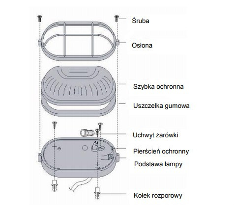 Lampa kanałowa BLACK kinkiet IP44 E27 czarna szczelna