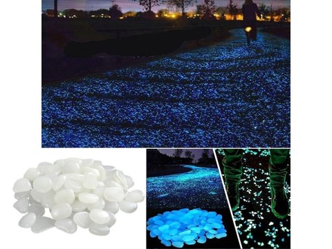 Kamyki ozdobne świecące fluor 100 Szt dekoracja nocna