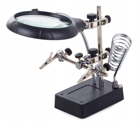 ZESTAW TRZECIA RĘKA LUTOWANIA UCHWYT LUPA LED