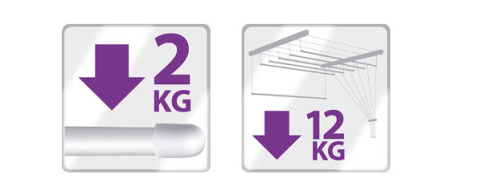 Suszarka sufitowa  łazienka balkon  6prętów 150cm biała