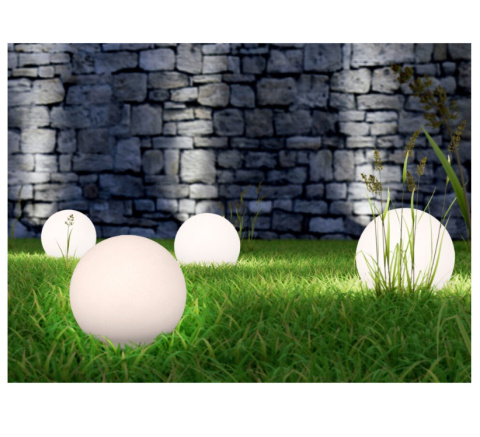 Lampa biała KULA IP44 LED solar słoneczny 30cm wbijana