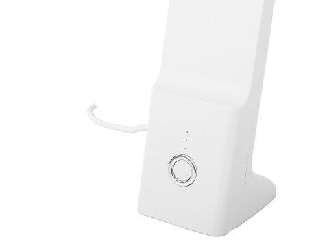 Nowoczesna lampka biurkowa LED z USB - biała, różowe światło regulowane