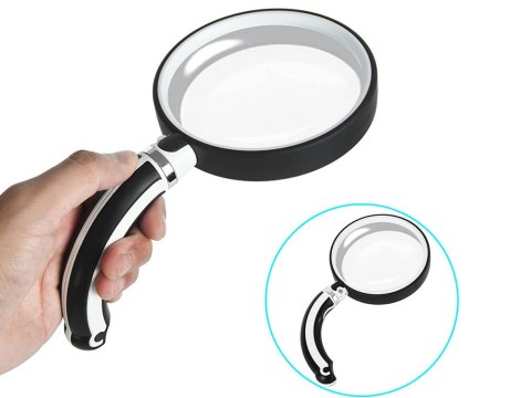 Lupa rączka składana klasyczna szkło powiększające 90mm woreczek