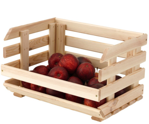 Skrzynka na zapasy drewniana sztaplowanie owoce warzywa