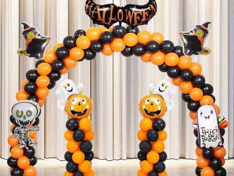 Zestaw balonów na Halloween - Czarno-pomarańczowy mix dla Twojej imprezy!