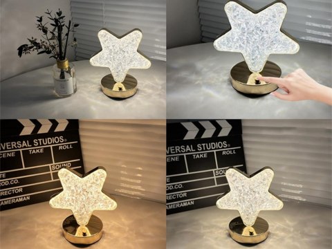 Nowoczesna lampka nocna w kształcie gwiazdy z efektem kryształu RGB