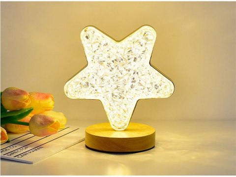 Nowoczesna lampka nocna w kształcie gwiazdy z efektem kryształu RGB