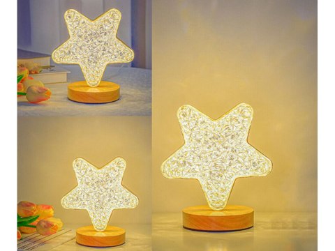 Nowoczesna lampka nocna w kształcie gwiazdy z efektem kryształu RGB