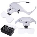 Lupa na głowę głowowa czołowa lub okulary z diodami 2 LED 3.5x 5 szkieł