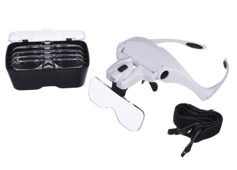 Lupa na głowę głowowa czołowa lub okulary z diodami 2 LED 3.5x 5 szkieł