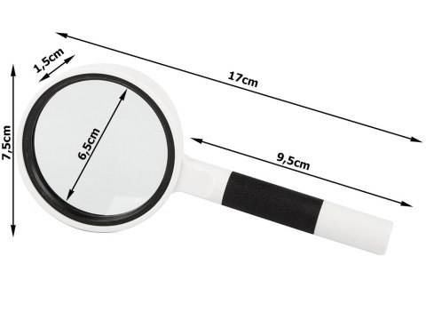 Lupa lekka biała klasyczna szkło powiększające soczewka 65mm 6x
