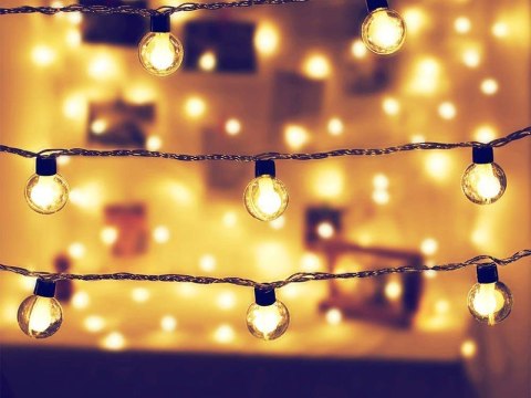Słoneczna Girlanda ogrodowa 380cm lampki 20 LED ciepłe 3cm bańka