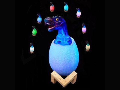Nowoczesna lampka nocna LED dinozaur w jajku