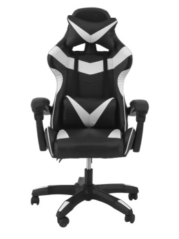 Fotel gracza czarny obrotowy eko skóra regulowany czarno biały