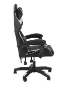 Fotel gracza czarny obrotowy eko skóra regulowany czarno biały