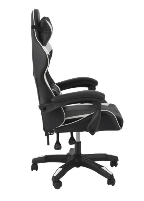Fotel gracza czarny obrotowy eko skóra regulowany czarno biały