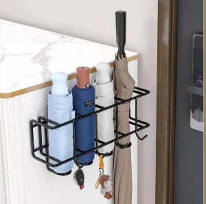 Metalowy uchwyt stojak na 4 parasolki z 4 haczykami organizer metalowy