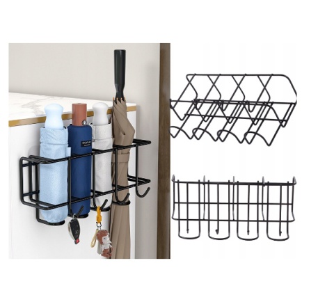 Metalowy uchwyt stojak na 4 parasolki z 4 haczykami organizer metalowy