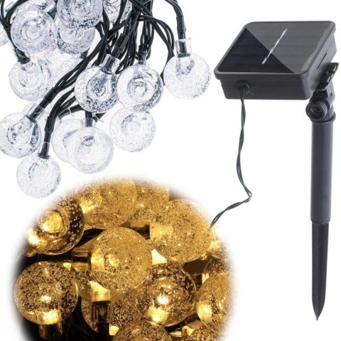  Oświetlenie solarne LED w formie kul do ogrodu - 50 lamp w zestawie, 7m długości