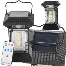 Wielofunkcyjna lampa solarna z czujnikiem zmierzchu i pilotem, 60 LED COB