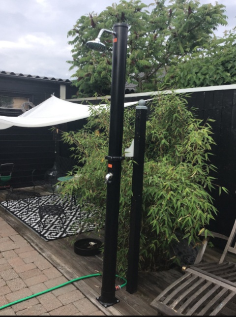 Prysznic Ogrodowy Solarny 18L 218cm Loftowa Industrialna Czarna Metalowa E2