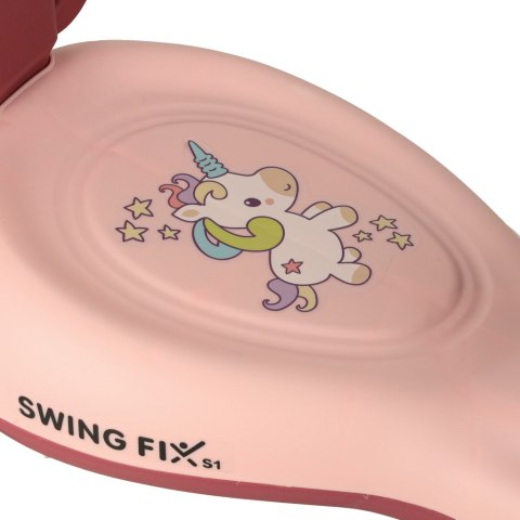 Nowoczesny jeździk z rączką LED Swing FIX - różowy skuter dla dzieci
