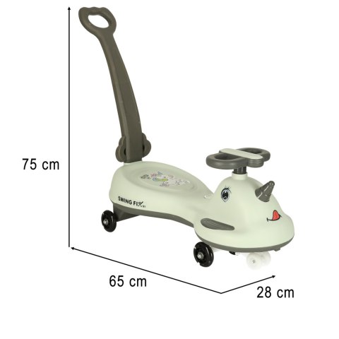 Nowoczesny jeździk grawitacyjny z rączką w stylu skuter | 3154_qlka_gabB | Jeździk grawitacyjny LED Swing FIX S1 dla dzieci | Od
